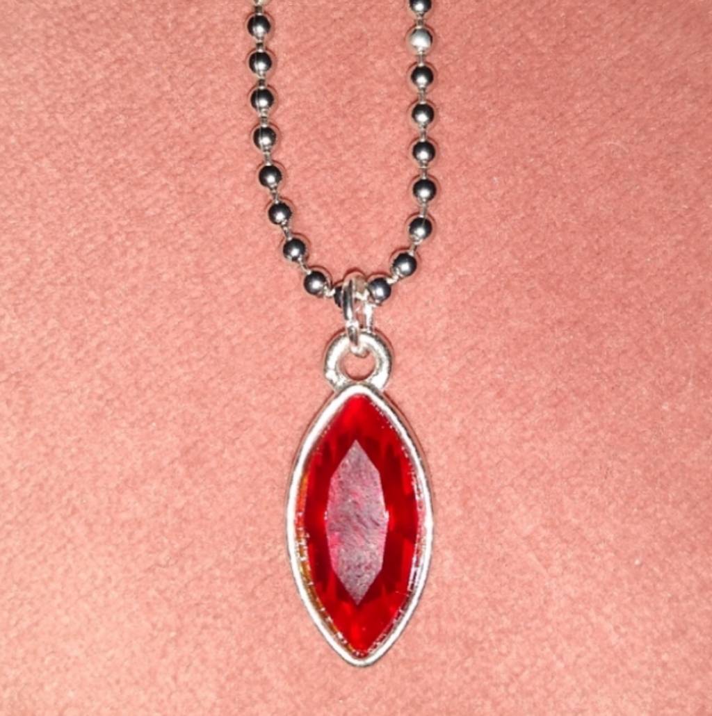 Sale Red Marquis Faceted Necklace Charm Silver Rhinestone Choker Or Long New 10$